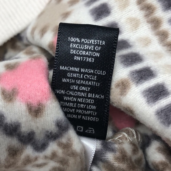 Kenzie Pajama Set Fleece 2- Piece Pink & Tan Cream Lurex Metallic Thread Size M - Picture 5 of 15